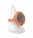 CABOCHON VINTAGE ring zilver rose verguld - Kleur : Grey - Maat: Verstelbaar