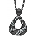 Ketting - 925 Zilver W/CHN 18"BLK. + WH. RHODIUM PLATE ON CHAIN - Stone: WH. CZ.