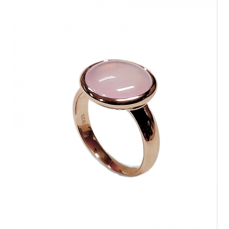 Ring - 925 Zilver W/ROSE GOLD PLATE - STONE: PINK AGATE ZIRCONIA