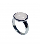 Ring - 925 Zilver W/WH. RHODIUM PLATE - STONE: WHITE AGATE ZIRCONIA