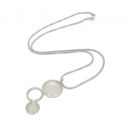 Ketting - 925 Zilver W/CHN 18" + WH. RHODIUM PLATE ON CHAIN - Stone: Synthetic White Agate
