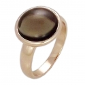 Silver Ring W/Rose Gold Plate - Stone : Synthetic Smokey Quartz